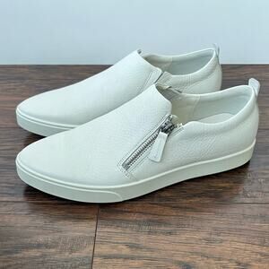 Ecco Gillian classic slide zip white leather sneakers 41 US 10